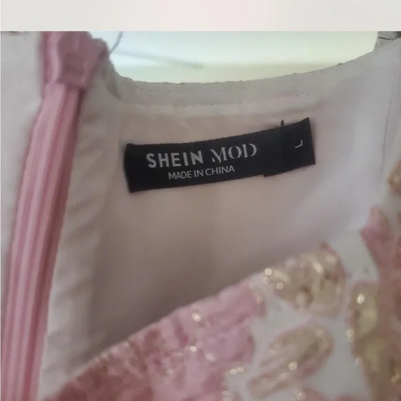 SHEIN Mod Elegant Pink and Cream Dress - Picture 2 of 2